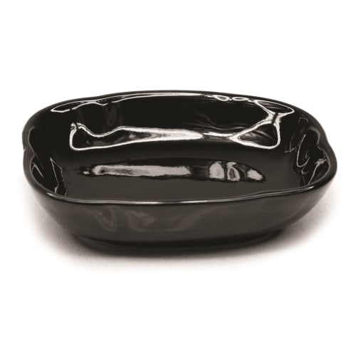 Jabonera de Porcelana con Diseño Ondulado, Negro